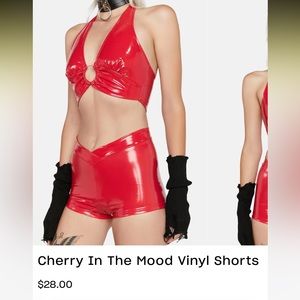 Dolls kill red faux leather shorts size small